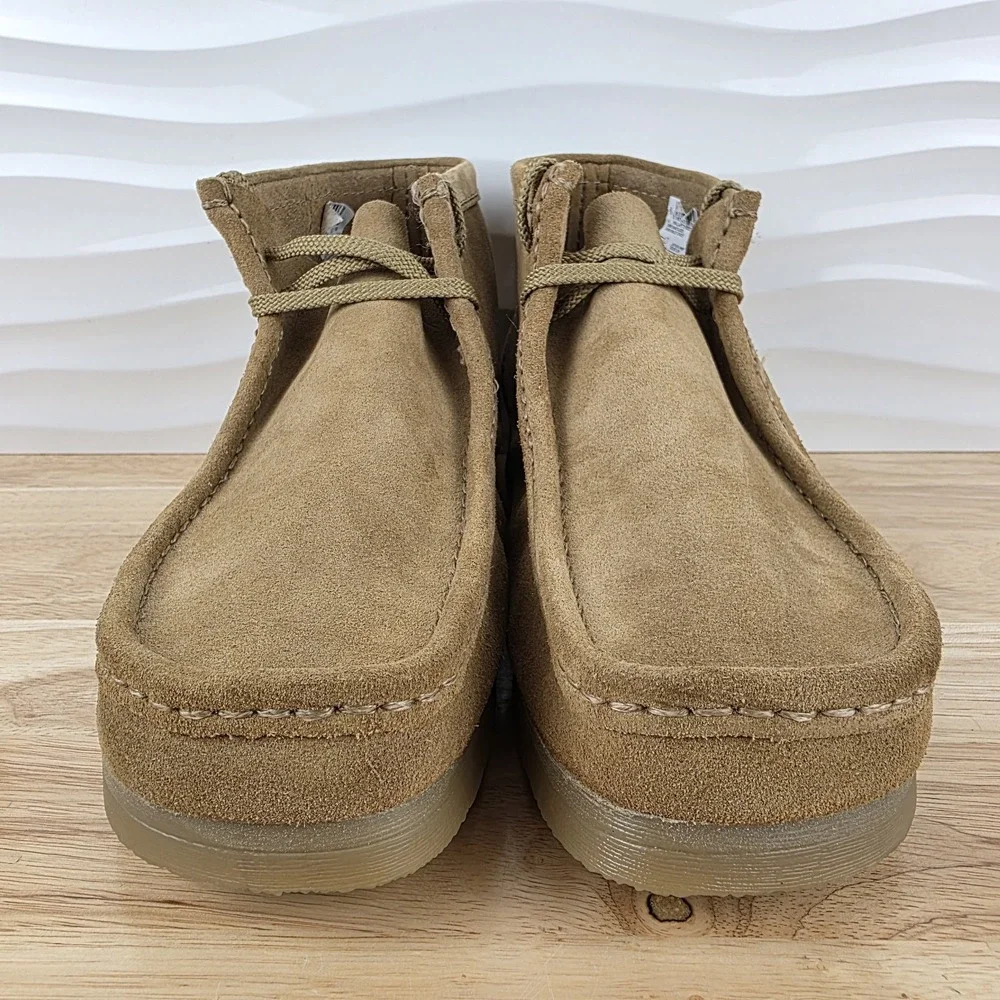 Clarks Wallaston Boots Mens Size 11 Sand Suede Wallabee Style Moc Toe Chukka